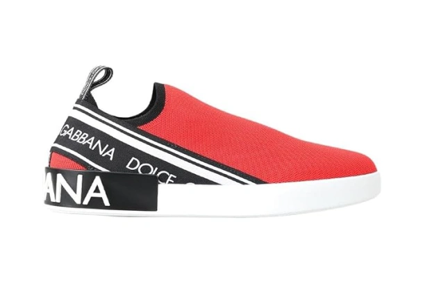 Dolce & Gabbana Red White Flat Sneakers